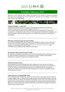 E-bulletin February 2014 Welcome to Link’s February 2014 e-bulletin. See below for this month’s top stories and updates from each of our working groups. If you would like to subscribe to our e-bulletin or submit news