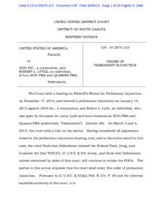 Case 5:14-cvJLV Document 138 FiledPage 1 of 18 PageID #: 1868  UNITED STATES DISTRICT COURT DISTRICT OF SOUTH DAKOTA WESTERN DIVISION