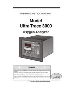 Trace Oxygen Analyzer  OPERATING INSTRUCTIONS FOR Model Ultra Trace 3000