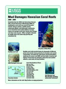 Mud Damages Hawaiian Coral Reefs 2000 – 2004 Scientists from the USGS, the University of Hawaii (UH), and the University of Washington (UW) are studying the coral reefs near several Hawaiian islands. Using air photos, 