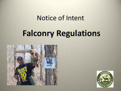 Notice of Intent  Falconry Regulations