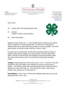 Al Parker Northeast District 4-H Program Development Coordinator Northeast District Office University of Georgia