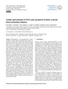 Atmos. Chem. Phys., 14, 9087–9097, 2014 www.atmos-chem-phys.netdoi:acp © Author(sCC Attribution 3.0 License.  Uptake and emission of VOCs near ground level below a mixed