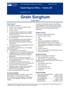 Topeka Regional Office CO Grain Sorghum Fact Sheet