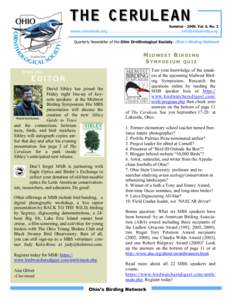 Summer[removed], Vol. 6, No. 2  www.ohiobirds.org . . . .. . . . . . . . . . . . . . . . . . . . . . . . . . . . [removed] Quarterly Newsletter of the Ohio Ornithological Society: Ohio’s Birding Network  MIDWEST