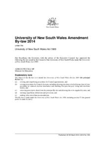 New South Wales  University of New South Wales Amendment By-law 2014 under the