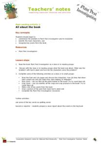 Teachers’ notes supporting classroom resources and activities Post-reading activity 1:  All about the book