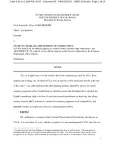 Case 1:10-cvRBJ-KMT Document 80 FiledUSDC Colorado Page 1 of 14  IN THE UNITED STATES DISTRICT COURT FOR THE DISTRICT OF COLORADO Honorable R. Brooke Jackson Civil Action No. 10-cvRBJ-KMT