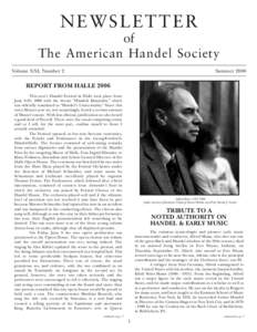 NEWSLETTER of The American Handel Society Volume XXI, Number 2  Summer 2006