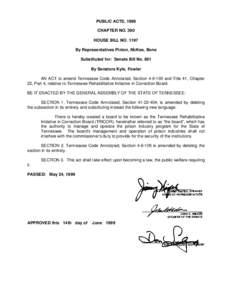 PUBLIC ACTS, 1999 CHAPTER NO. 390 HOUSE BILL NO[removed]By Representatives Pinion, McKee, Bone Substituted for: Senate Bill No. 861 By Senators Kyle, Fowler