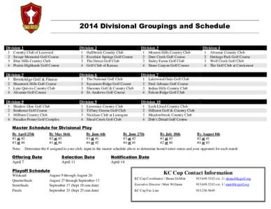 2014 Divisional Groupings and Schedule Division[removed]