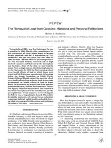 Environmental Research Section A 84, 20}[removed]doi:[removed]enrs[removed], available online at http://www.idealibrary.com on REVIEW The Removal of Lead from Gasoline: Historical and Personal Reflections Herbert L. Nee