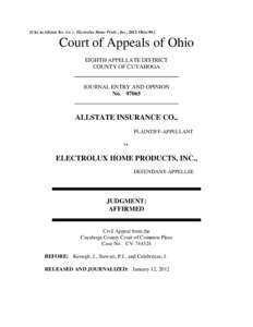 Allstate Ins. Co. v. Electrolux Home Prods., Inc.