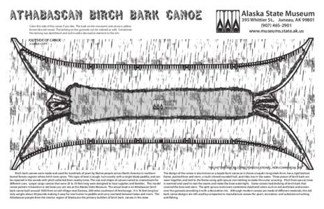 ATHABASCAN BIRCH BARK CANOE Color this side of the canoe if you like. The bark on the museum’s old canoe is yellowbrown like old wood. The lashing on the gunwale can be colored as well. Sometimes the lashing was dyed b