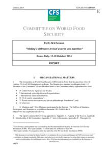 October[removed]CFS[removed]REPORT E COMMITTEE ON WORLD FOOD