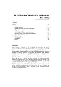 11. Incidental or Technical Use and Data and Text Mining Contents Summary Incidental or technical use Current exceptions