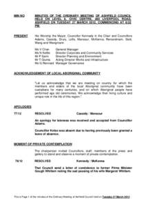 Minutes of Ordinary Meeting - 27 March 2012