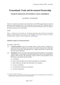 Economy / Foreign direct investment / Investment / Presidency of Barack Obama / Economy of North America / Commercial treaties / Transatlantic Trade and Investment Partnership / Investor-state dispute settlement / International investment agreement / European Union law / Eminent domain / Security