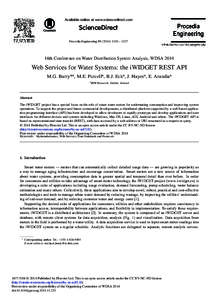 Available online at www.sciencedirect.com  ScienceDirect Procedia Engineering – 1127  16th Conference on Water Distribution System Analysis, WDSA 2014