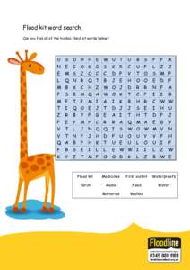 Flood kit word search Can you find all of the hidden flood kit words below? U  S