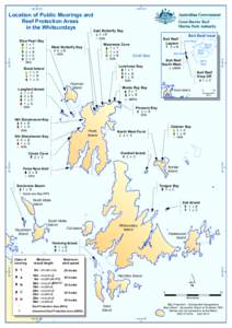 Location of public moorings and Reef Protection Areas in the Whitsundays