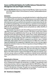 Causes and Potential Solutions for Conflicts between Protected Area Management and Local People in Germany Eick von Ruschkowski, Department of Environmental Planning, Leibniz University Hannover, Herrenhäuser Strasse 2,