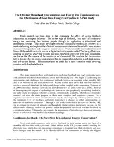 The Effects of Household Characteristics and Energy Use Consciousness on the Effectiveness of Real-Time Energy Use Feedback: A Pilot Study
