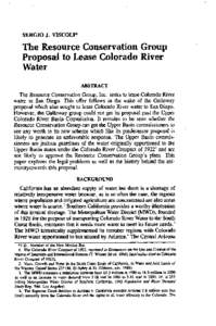 SERGIO J. VISCOLI*  The Resource Conservation Group Proposal to Lease Colorado River Water ABSTRACT