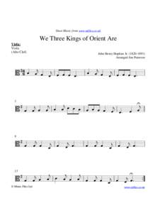 Sheet Music from www.mfiles.co.uk  We Three Kings of Orient Are Viola: Viola (Alto Clef)