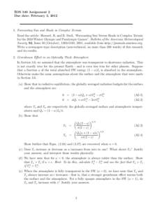 EOS 340 Assignment 2 Due date: February 3, [removed]Forecasting Sun and Shade in Complex Terrain Read the article: Howard, R. and R. Stull, “Forecasting Sun Versus Shade in Complex Terrain for the 2010 Winter Olympic an