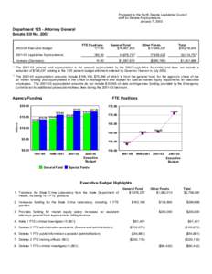 Prepared by the North Dakota Legislative Council staff for Senate Appropriations January 7, 2003 Department[removed]Attorney General Senate Bill No. 2003