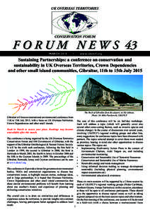 UK OVERSEAS TERRITORIES  CONSERVATION FORUM F O R U M N E W S 43 MARCH 2015