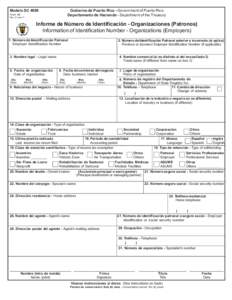 Gobierno de Puerto Rico - Government of Puerto Rico Departamento de Hacienda - Department of the Treasury Modelo SC 4809 Form AS Rev. 31 mar 11