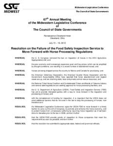 67th Annual Meeting of the Midwestern Legislative Conference of The Council of State Governments Renaissance Cleveland Hotel Cleveland, Ohio