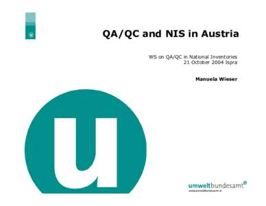 QA/QC and NIS in Austria WS on QA/QC in National Inventories 21 October 2004 Ispra Manuela Wieser[removed] | Slide 1