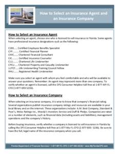 Financial institutions / Institutional investors / Economics / Chartered Property Casualty Underwriter / Financial adviser / Florida Department of Financial Services / Financial planner / Insurance Continuing Education / Financial economics / Insurance / Finance