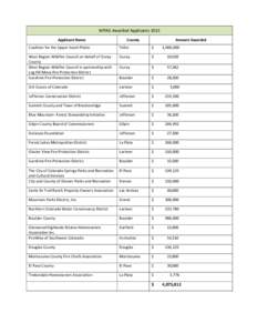 WRRG Awarded Applicants 2013 Applicant Name County  Amount Awarded