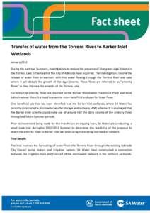Barker Inlet water transfer fact sheet