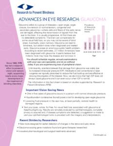 Research to Prevent Blindness  ADVANCES IN EYE RESEARCH: GLAUCOMA Since 1960, RPB has led a research