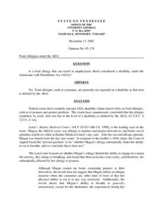 Health / Immunology / Anatomy / Special education in the United States / Immune system / Peanut / Americans with Disabilities Act / Allergy / Individuals with Disabilities Education Act / Medicine / Food science / Food allergies