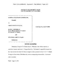 Case 1:12-cv[removed]ABJ Document 3 Filed[removed]Page 1 of 2  UNITED STATES DISTRICT COURT FOR THE DISTRICT OF COLUMBIA  )