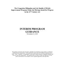 The Congestion Mitigation and Air Quality (CMAQ) Improvement Program Under the Moving Ahead for Progress in the 21st Century Act