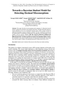 T. Hirashima et al. (EdsProceedings of the 19th International Conference on Computers in Education. Chiang Mai, Thailand: Asia-Pacific Society for Computers in Education Towards a Bayesian Student Model for De