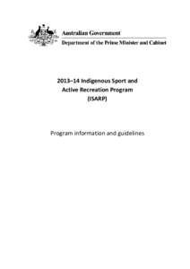 Indigenous Sport and Active Recreation Programme (ISARP) Program Funding and Guidelines[removed]