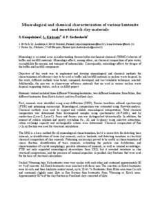 Mineralogical and chemical characterization of various bentonite and smectite-rich clay materials S. Kumpulainen1, L. Kiviranta1* & P. Korkeakoski2 1. B+Tech Oy, Laulukuja 4, 00420 Helsinki, Finland (sirpa.kumpulainen@bt