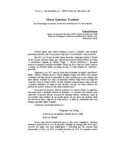 Notandum 14  http://www.hottopos.com     CEMOrOC­Feusp / IJI – Univ. do Porto ­ 2007   Mario Quintana Tradutor 