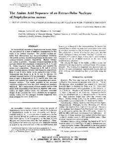 Vol. 241, No. 19, Issue of October 10, PP[removed], 1966 F’rinted in U.S.A. The Amino Acid of Staphylococcus I. LINEAR
