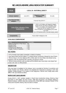 NE LINCOLNSHIRE JSNA INDICATOR SUMMARY