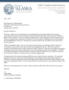 ANILCA Implementation Program OFFICE OF PROJECT MANAGEMENT & PERMITTING 550 West Seventh Avenue, Suite 1430 Anchorage, Alaska[removed]Main: [removed]Fax: [removed]