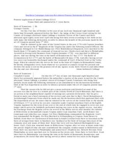 Southern Campaign American Revolution Pension Statements & Rosters Pension Application of Adam Cabbage S2111 Transcribed and annotated by C. Leon Harris State of Tennessee, } SS. Grainger County }